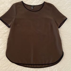 Olive Green with Black Trim Forever 21 Blouse